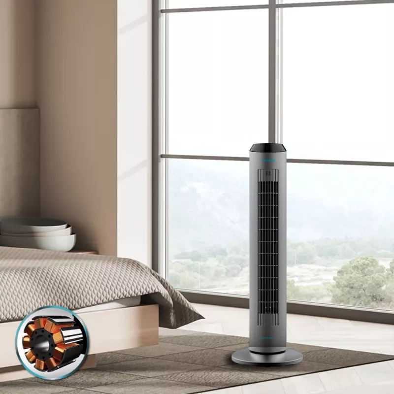 Cecotec EnergySilence 8190 Skyline Ionic Tower Fan, Stand Fan, 60 W, 29 cm, 3 Geschwindigkeiten, Oszillation, Timer, Fernbedienung, Grau