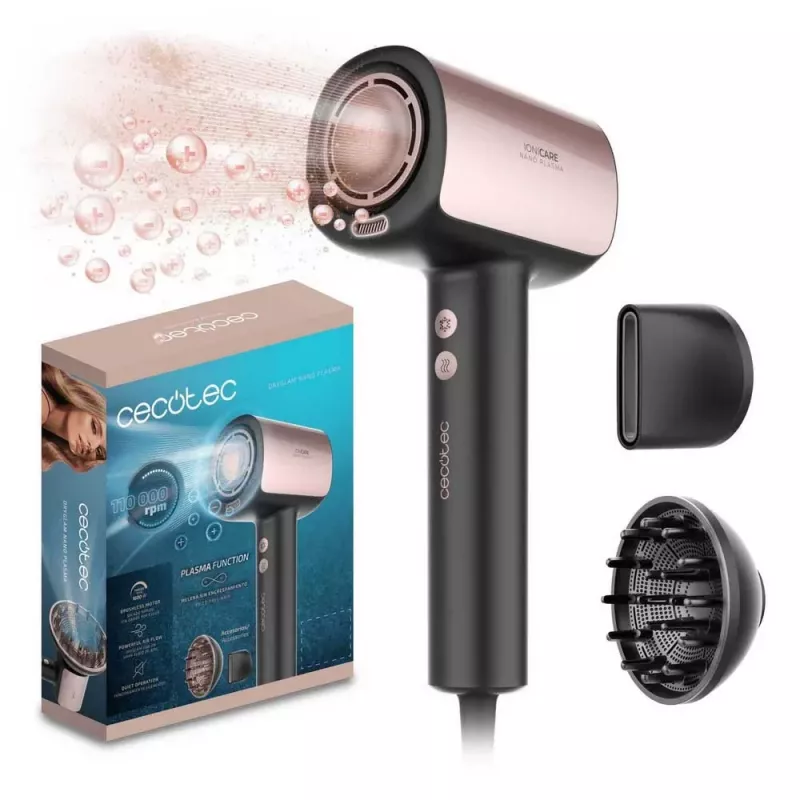 Cecotec DryGlam Nano Plasma Haartrockner 1600 W Schwarz/Roségold