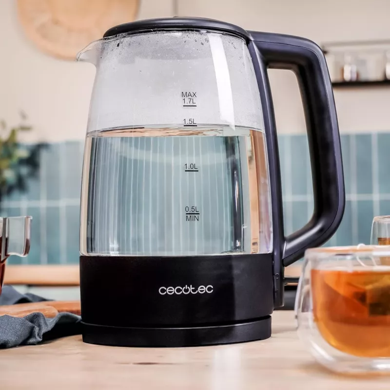 Cecotec ThermoSense 320 Clear Wasserkocher 2200 W 1,7 L Glas Schwarz/Transparent