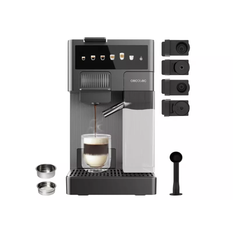 Cecotec FreeStyle Latte T Espressomaschine - 20 Bar Pumpendruck, integrierter Milchaufschäumer, 1350 W, Grau