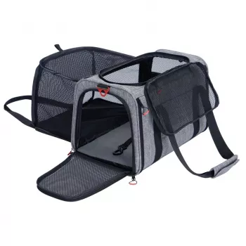 ZOLUX NOMAD L Expandable Pet Carrier 48×30.8×30.5 cm Grau/Schwarz