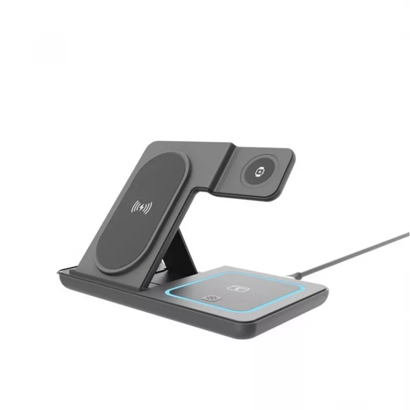 Gembird TA-WPC31S-01-BK 3-in-1 Foldable Wireless Charger Stand, 15W, Samsung Watch, Black