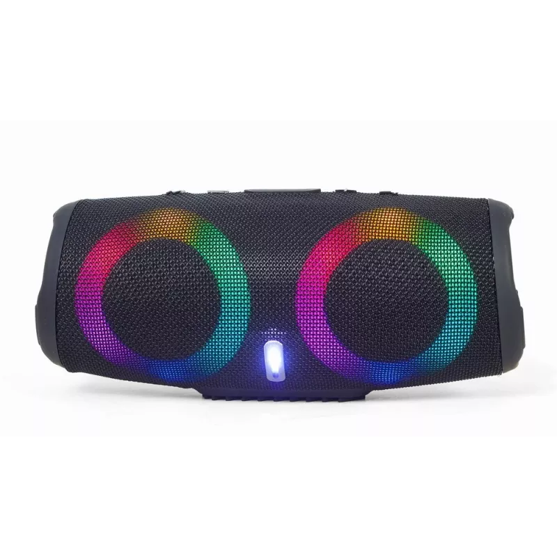 Gembird SPK-BT-LED-02 Tragbarer Bluetooth-Party-Lautsprecher, 10 W, Schwarz