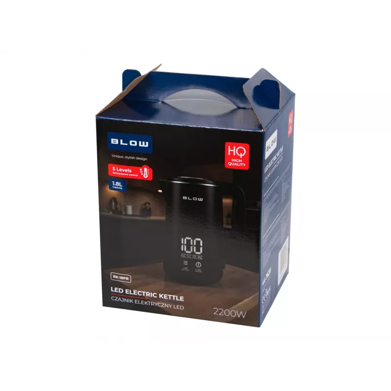 BLOW Schwarzer Wasserkocher mit LED-Anzeige 2200W BK-18PB 1,8L