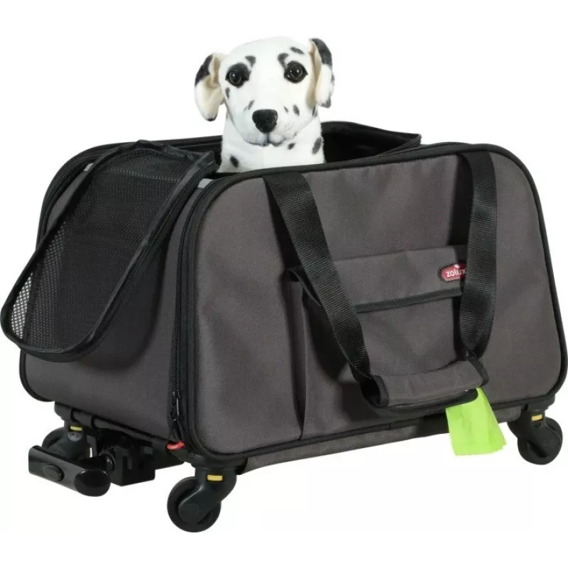 ZOLUX NOMAD Haustiertransportbox auf Rädern für Hunde und Katzen 47x32x27 cm Schwarz