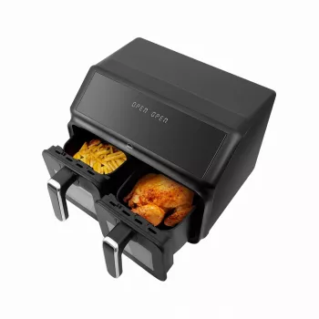 ELDOM FR210 DualCrisp Doppel-Heißluftfritteuse, 2200 W, 8 L Fassungsvermögen, LED-Display, Schwarz