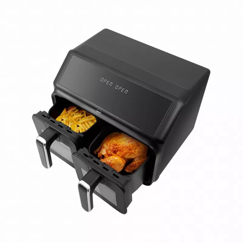 ELDOM FR210 DualCrisp Doppel-Heißluftfritteuse, 2200 W, 8 L Fassungsvermögen, LED-Display, Schwarz