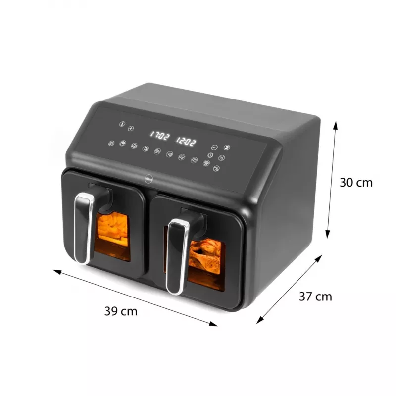 ELDOM FR210 DualCrisp Doppel-Heißluftfritteuse, 2200 W, 8 L Fassungsvermögen, LED-Display, Schwarz