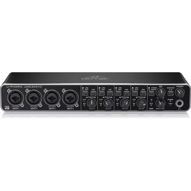 Behringer UMC404HD USB Audio Interface 4x4 24-bit/192 kHz mit MIDAS Preamps