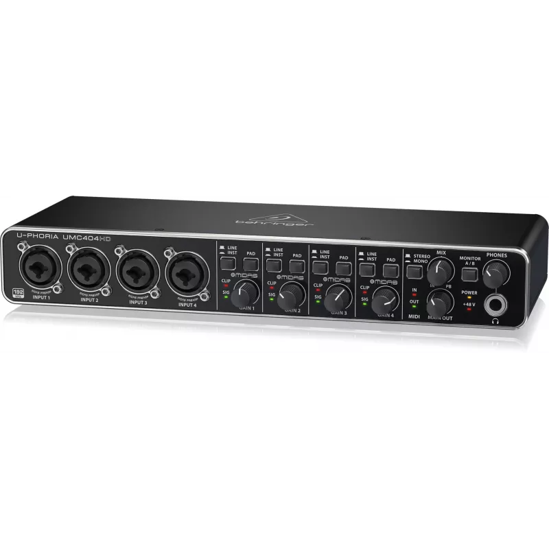 Behringer UMC404HD USB Audio Interface 4x4 24-bit/192 kHz mit MIDAS Preamps