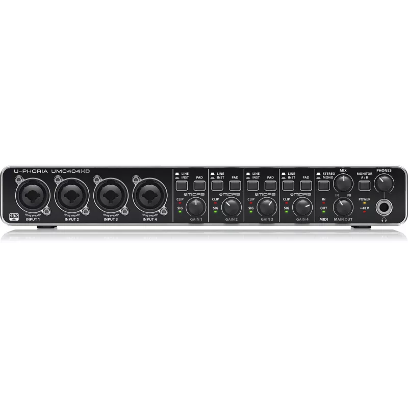 Behringer UMC404HD USB Audio Interface 4x4 24-bit/192 kHz mit MIDAS Preamps