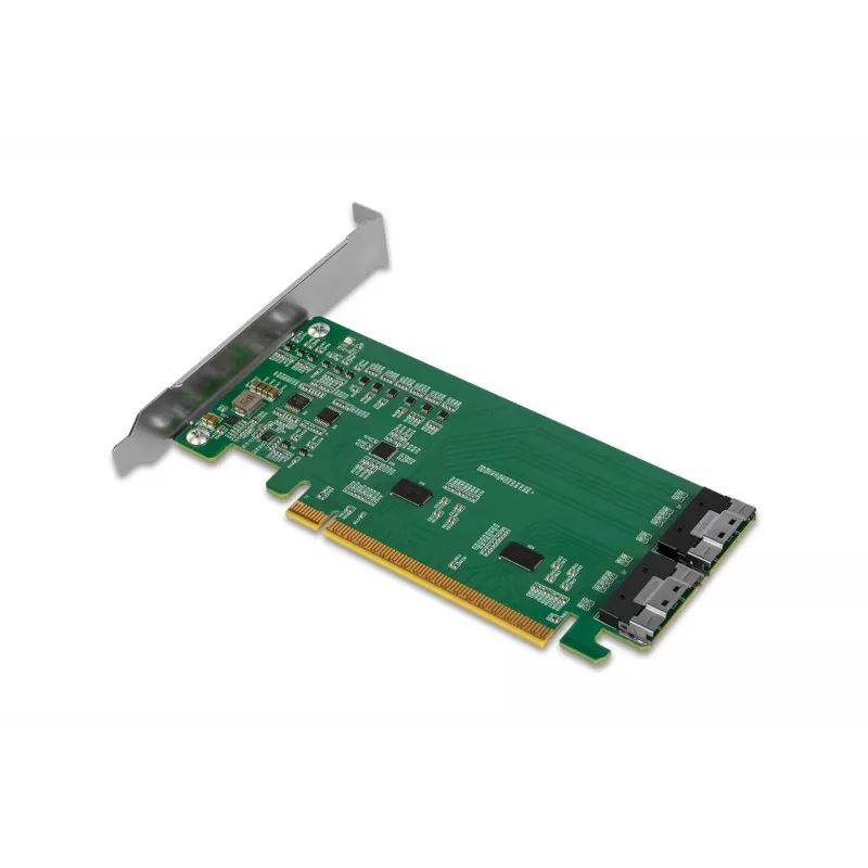 ICY DOCK EXLink MB308A PCIe 4.0 x16 NVMe Adapterkarte mit 2 x SlimSAS 8i (SFF-8654) Anschlüssen & Redriver