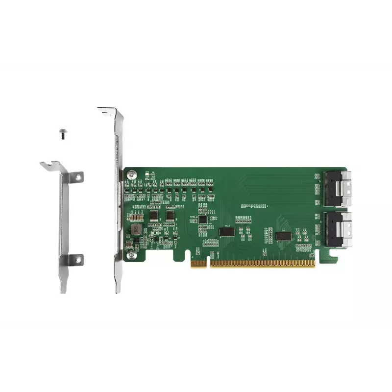 ICY DOCK EXLink MB308A PCIe 4.0 x16 NVMe Adapterkarte mit 2 x SlimSAS 8i (SFF-8654) Anschlüssen & Redriver