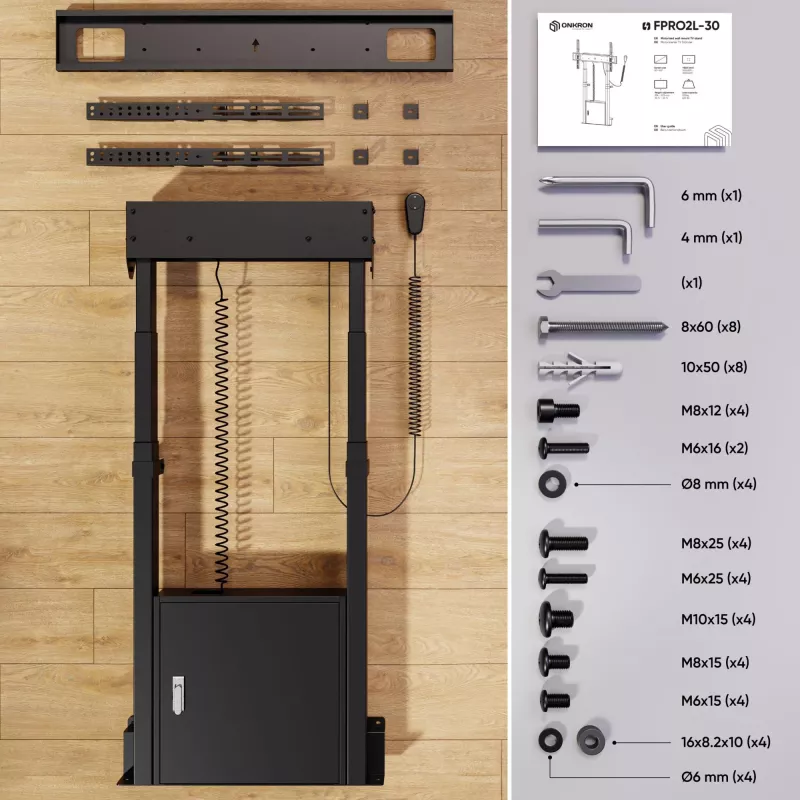 ONKRON FPRO2L-30-B Mobiler Bodenständer für 55-100 Zoll Fernseher, Schwarz