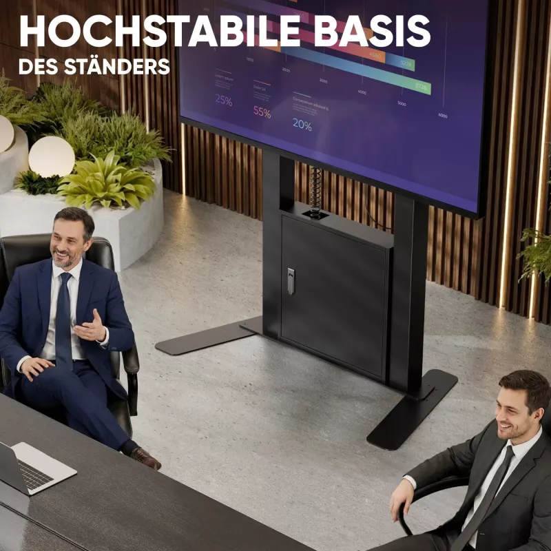 ONKRON FPRO2L-40-B TV Bodenständer für 55-100 Zoll Fernseher, Schwarz, 100 kg Tragfähigkeit, mobiler AV-Wagen