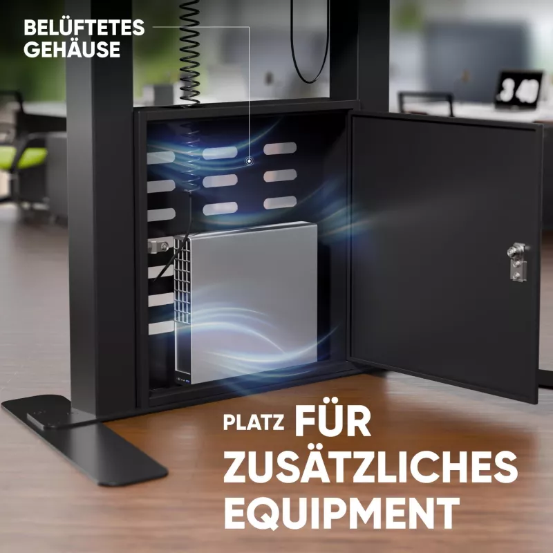 ONKRON FPRO2L-40-B TV Bodenständer für 55-100 Zoll Fernseher, Schwarz, 100 kg Tragfähigkeit, mobiler AV-Wagen