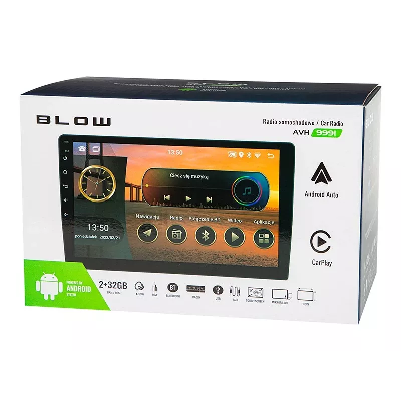 BLOW AVH-9991 1DIN 9 Zoll Android Autoradio mit WiFi, GPS, Apple CarPlay