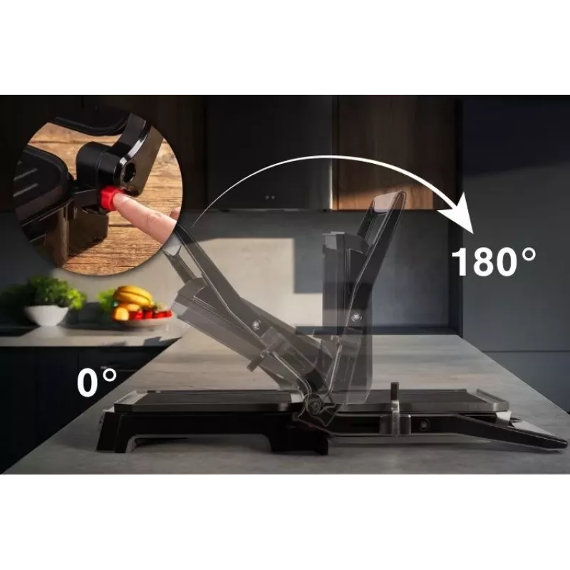 ELDOM GK200 GRILO Kontaktgrill 2000W mit einstellbarem Thermostat, antihaftbeschichtete Platten, Schwarz/Silber