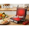 ELDOM GK200 GRILO Kontaktgrill 2000W mit einstellbarem Thermostat, antihaftbeschichtete Platten, Schwarz/Silber