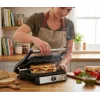 ELDOM GK200 GRILO Kontaktgrill 2000W mit einstellbarem Thermostat, antihaftbeschichtete Platten, Schwarz/Silber