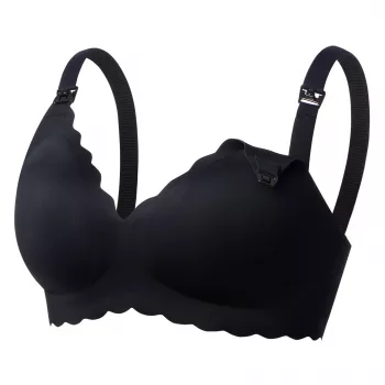 MOMCOZY YN46 Seamless Support Floral Nursing Bra Black S