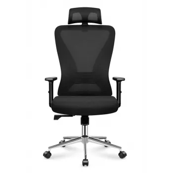 MARK ADLER MA-Manager 3.5 Black Executive Office Chair with Headrest, Eco-Leather, Chrome Base