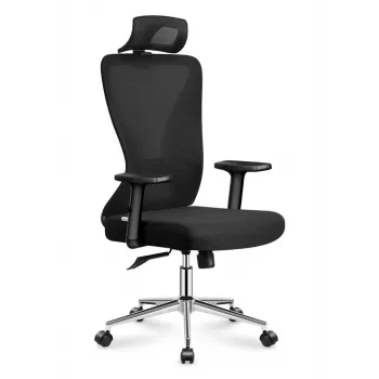 MARK ADLER MA-Manager 3.5 Black Executive Office Chair with Headrest, Eco-Leather, Chrome Base