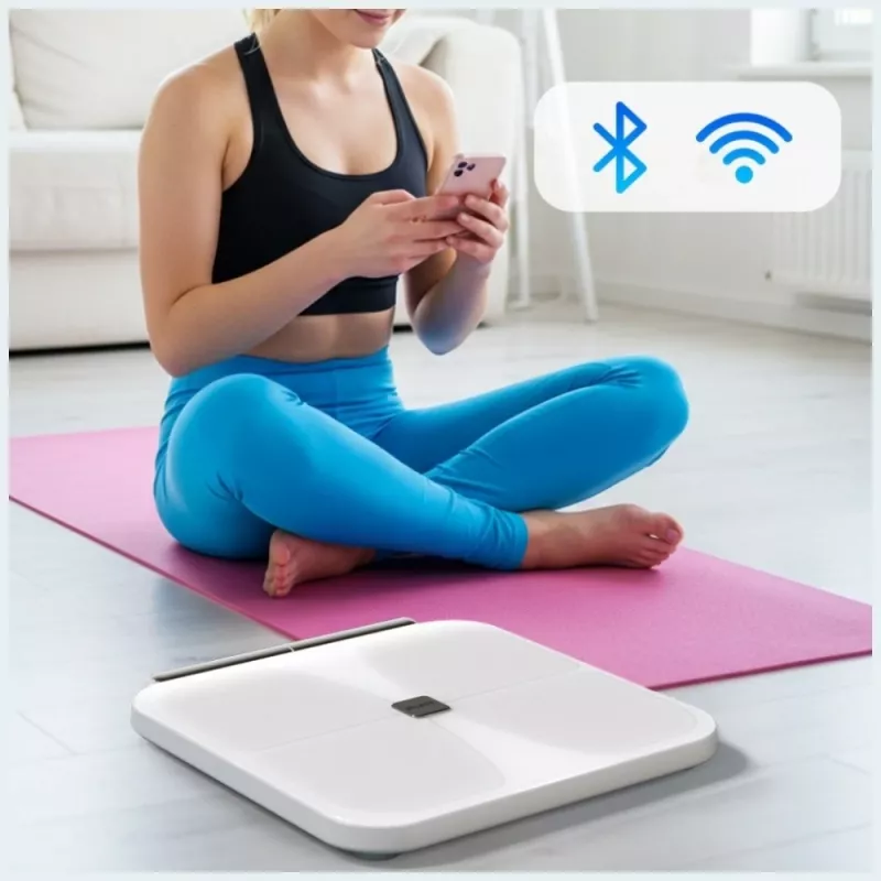 AWEI SS1 Multifunktionale Körperwaage mit Bluetooth 5.0, Weiß