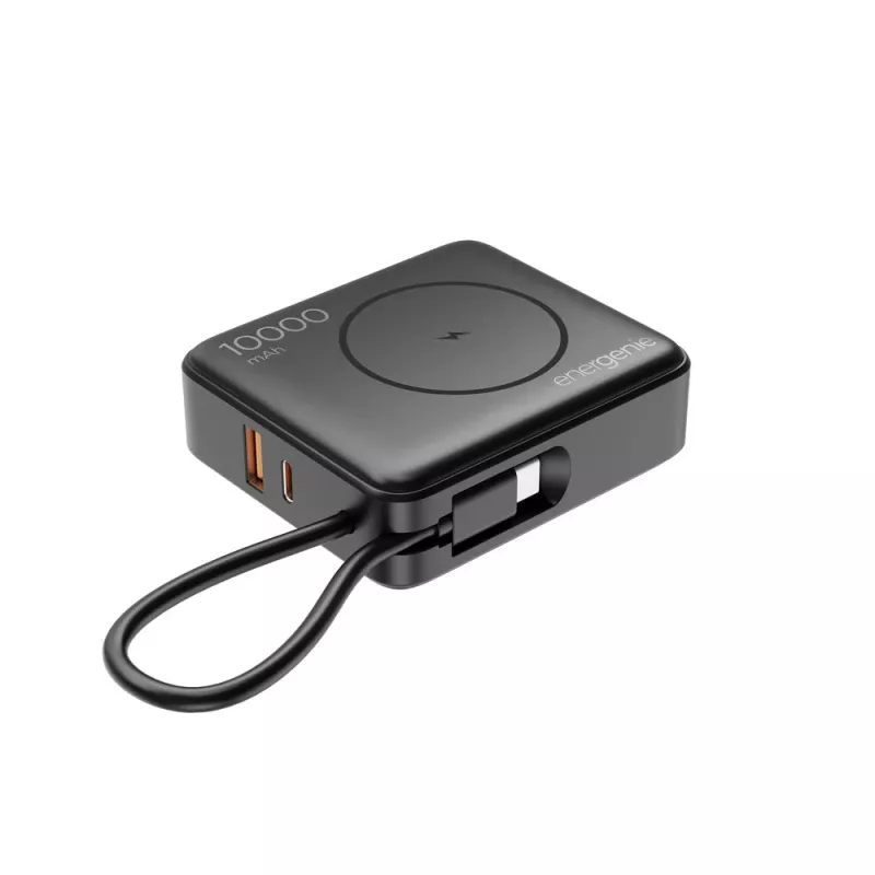 Gembird PB10-WPC15-LCD-01 Schnelllade-Powerbank mit kabellosem Ladegerät, 20 W, 10000 mAh, Schwarz