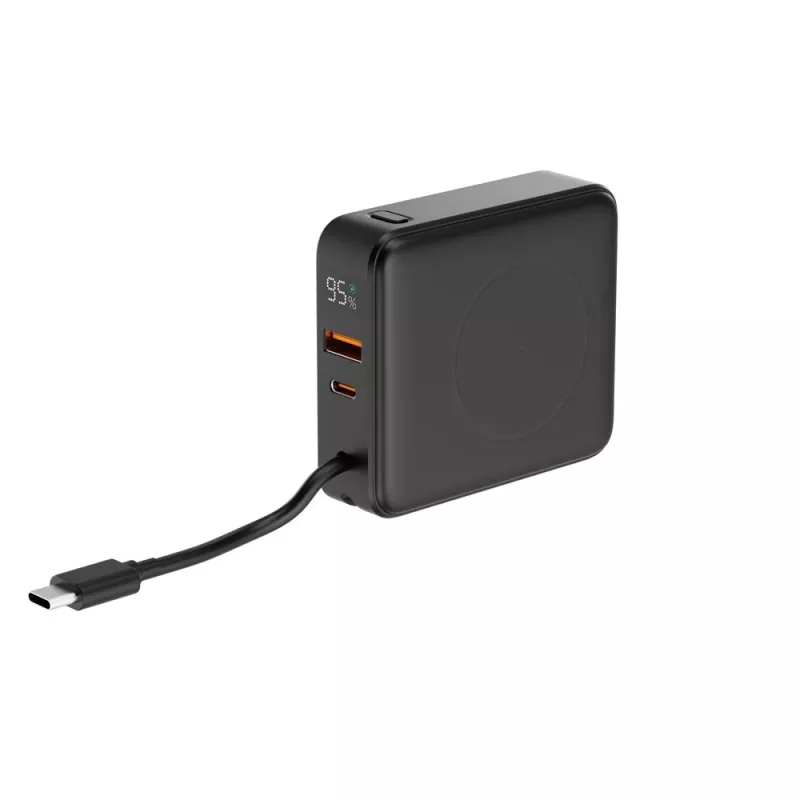 Gembird PB10-WPC15-LCD-01 Schnelllade-Powerbank mit kabellosem Ladegerät, 20 W, 10000 mAh, Schwarz