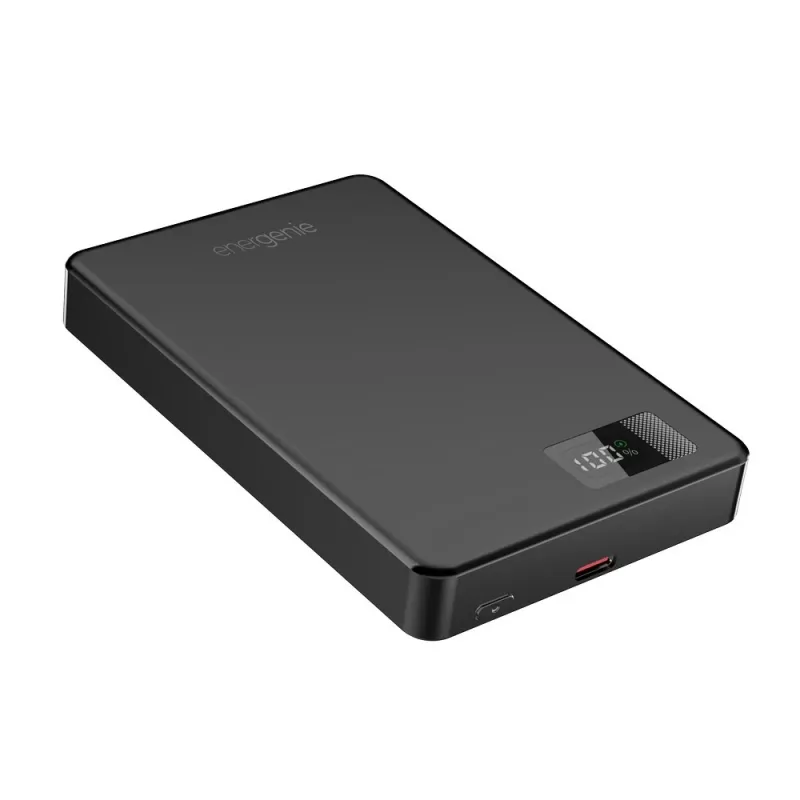 Gembird PB10-WPC15M-LCD-01 Magnetische kabellose Powerbank mit LCD, 15W, 10000 mAh, Schwarz