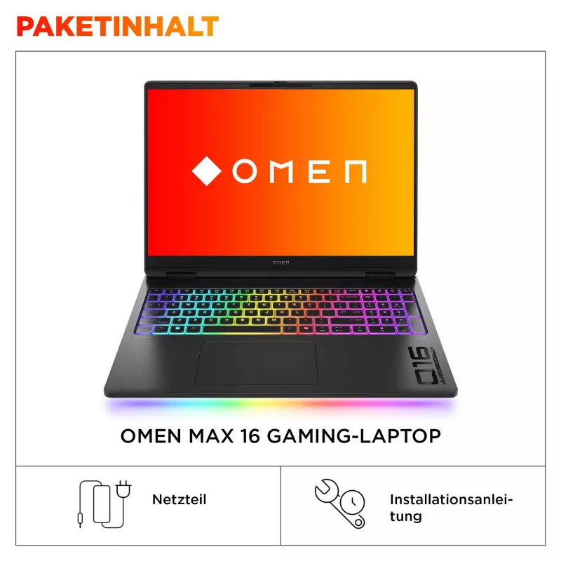 HP OMEN MAX 16-ah0193ng 16,0 inch QHD IPS 240Hz Gaming-Laptop, Intel Core Ultra 9 275HX, 32GB RAM, 1TB SSD, RTX 5080, Windows 11 Home