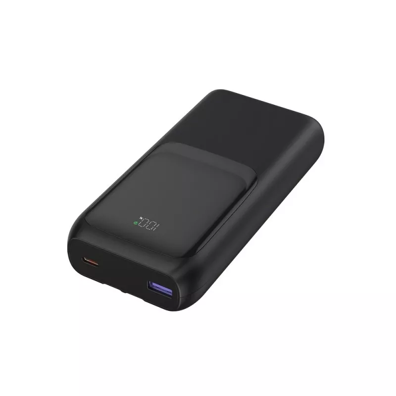 Gembird PB20-PD20-LCD-01 Schnelllade-Powerbank mit integrierten Kabeln, 20 W, 20000 mAh, Schwarz