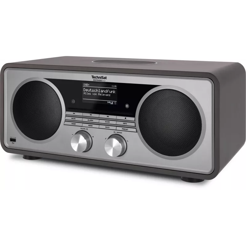 TechniSat DIGITRADIO 602 DAB+/FM/Internet Radio mit Bluetooth, CD-Player und Qi-Ladestation - Anthrazit/Silber