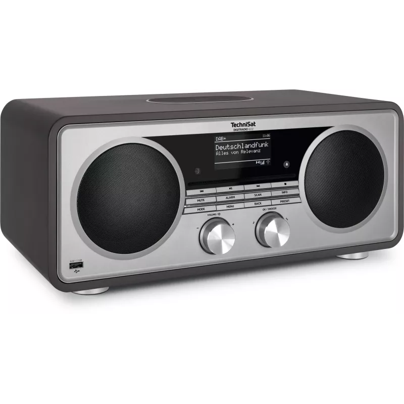 TechniSat DIGITRADIO 602 DAB+/FM/Internet Radio mit Bluetooth, CD-Player und Qi-Ladestation - Anthrazit/Silber