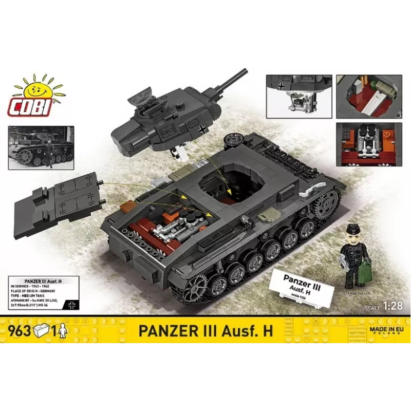 COBI 958 PCS HC WWII Panzer III Ausf. H Bausteine-Set