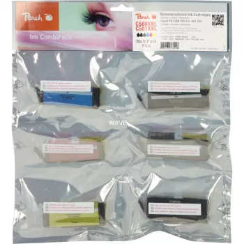 Peach Ink Save Pack Plus PI100-397 Kompatibel mit Canon PGI-580XXL CLI-581XXL Multipack 6 Patronen