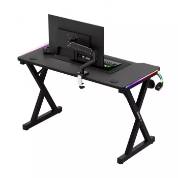 HUZARO Hero 2.3 RGB Gaming Desk - 1200x600mm, Schwarz, Carbon Flex, RGB LED, feste Höhe