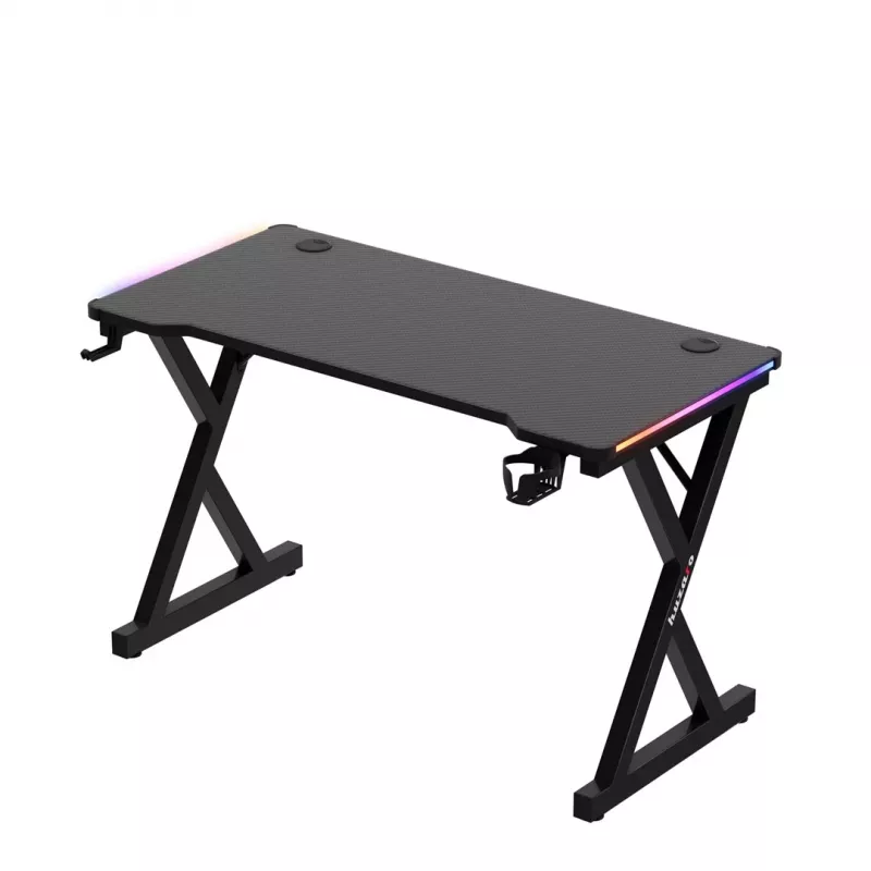 HUZARO Hero 2.3 RGB Gaming Desk - 1200x600mm, Schwarz, Carbon Flex, RGB LED, feste Höhe