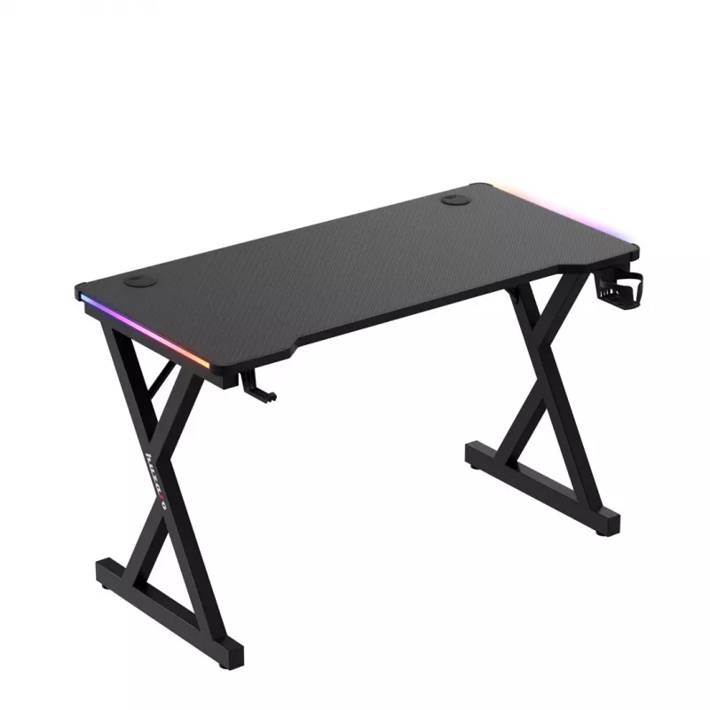 HUZARO Hero 2.3 RGB Gaming Desk - 1200x600mm, Schwarz, Carbon Flex, RGB LED, feste Höhe