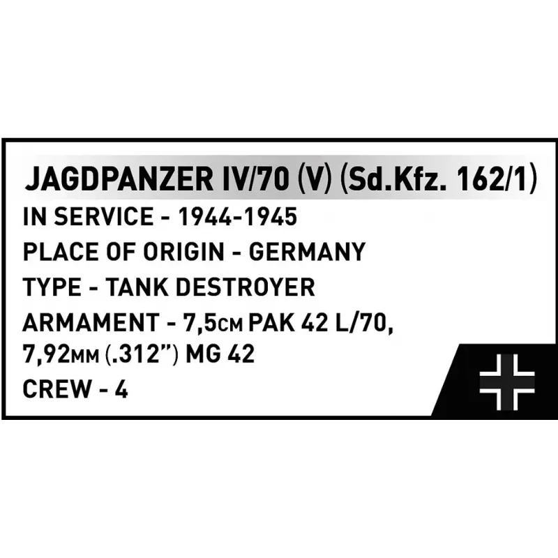 COBI KLOCKI Historical Collection Jagdpanzer IV/70 (V) (Sd.Kfz.162/1) Bausteine-Set 1024 Teile