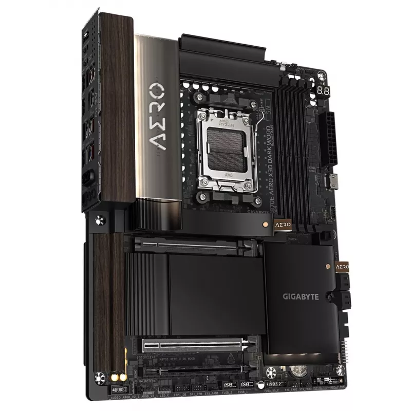 Gigabyte X870E AERO X3D DARK WOOD Motherboard - Unterstützt AMD Ryzen 9000 CPUs, 16+2+2 Phasen digitales VRM, bis zu 9000 MHz DDR5 (OC), 2x PCIe 5.0 + 2x PCIe 4.0, Wi-Fi 7, 5GbE LAN, USB 4