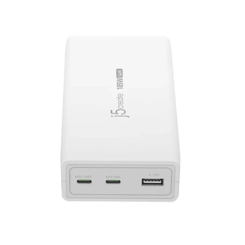 j5create JUP37185W-EN 185W GaN PD 3.1 USB-C 3-Port Charger Weiß