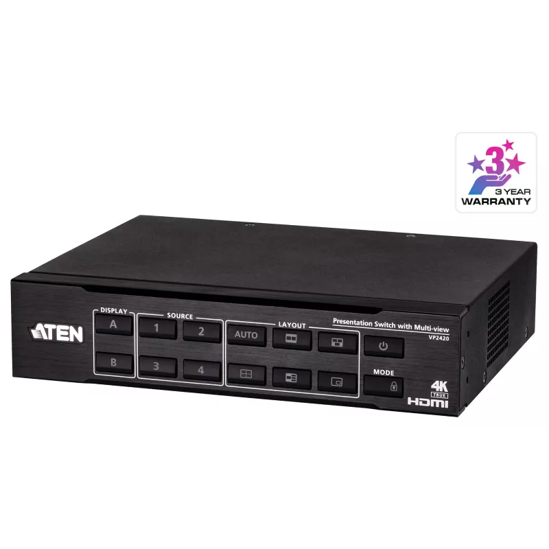 ATEN VP2420 4x2 True 4K Presentation Matrix Switch mit Multi View