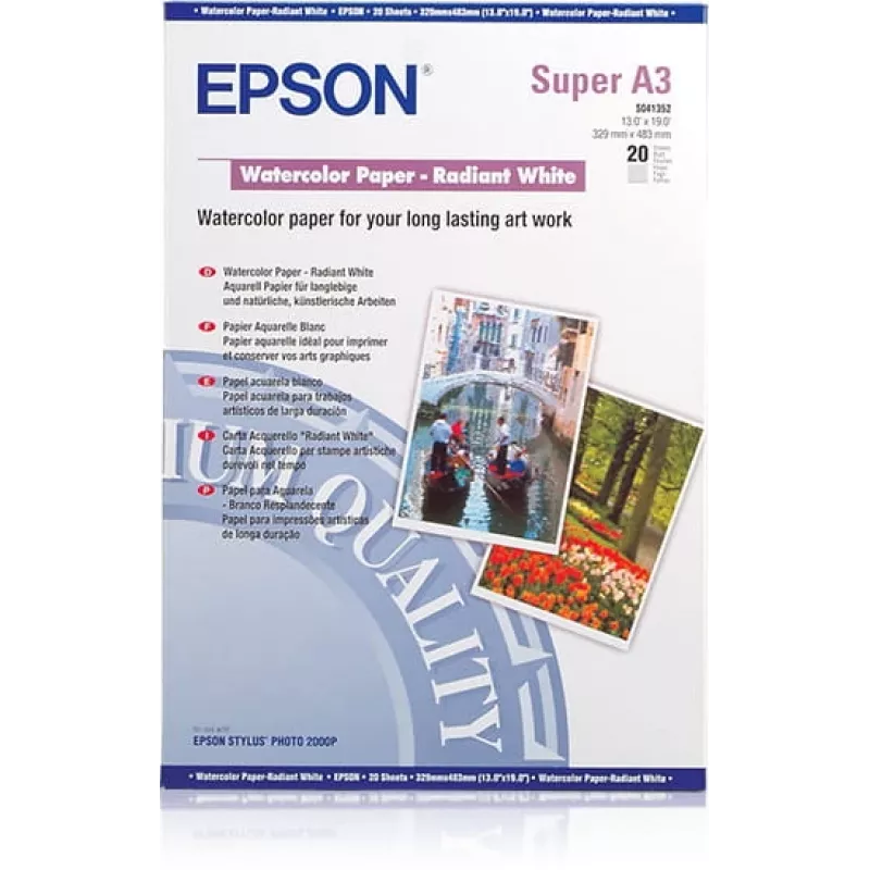 Epson WaterColor Paper Radiant White A3+ 190 g/m² 20 Blatt Inkjet