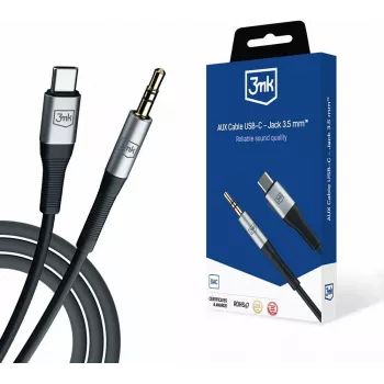 3MK AUX USB-C auf 3,5 mm Klinke Audiokabel (12 cm) - Grau