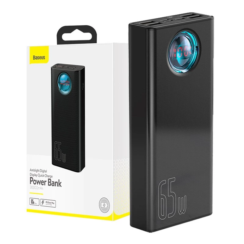 Baseus Amblight Powerbank 30000mAh, 4xUSB, USB-C, 65W, Schwarz