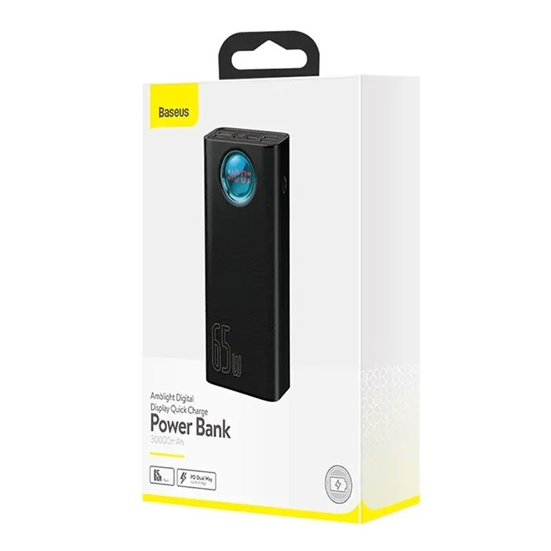 Baseus Amblight Powerbank 30000mAh, 4xUSB, USB-C, 65W, Schwarz