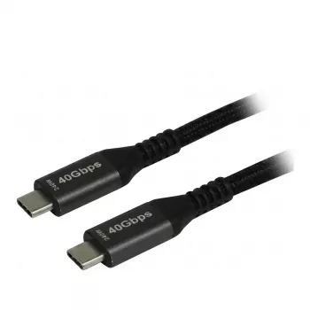 Synergy21 USB4 Kabel USB-C auf USB-C 2,0m Schwarz Geflochten 40Gbps 240W Gen 3x2 E-Marker Chip