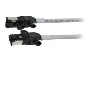 Synergy21 Patchkabel RJ45, CAT6A 500 MHz, 0,25 m, Grau, S/FTP, Slimline Round d=4,5 mm, TPE/LSZH (Superflex), AWG28, mit CAT7-Rohsteckern, drehbarer Stecker